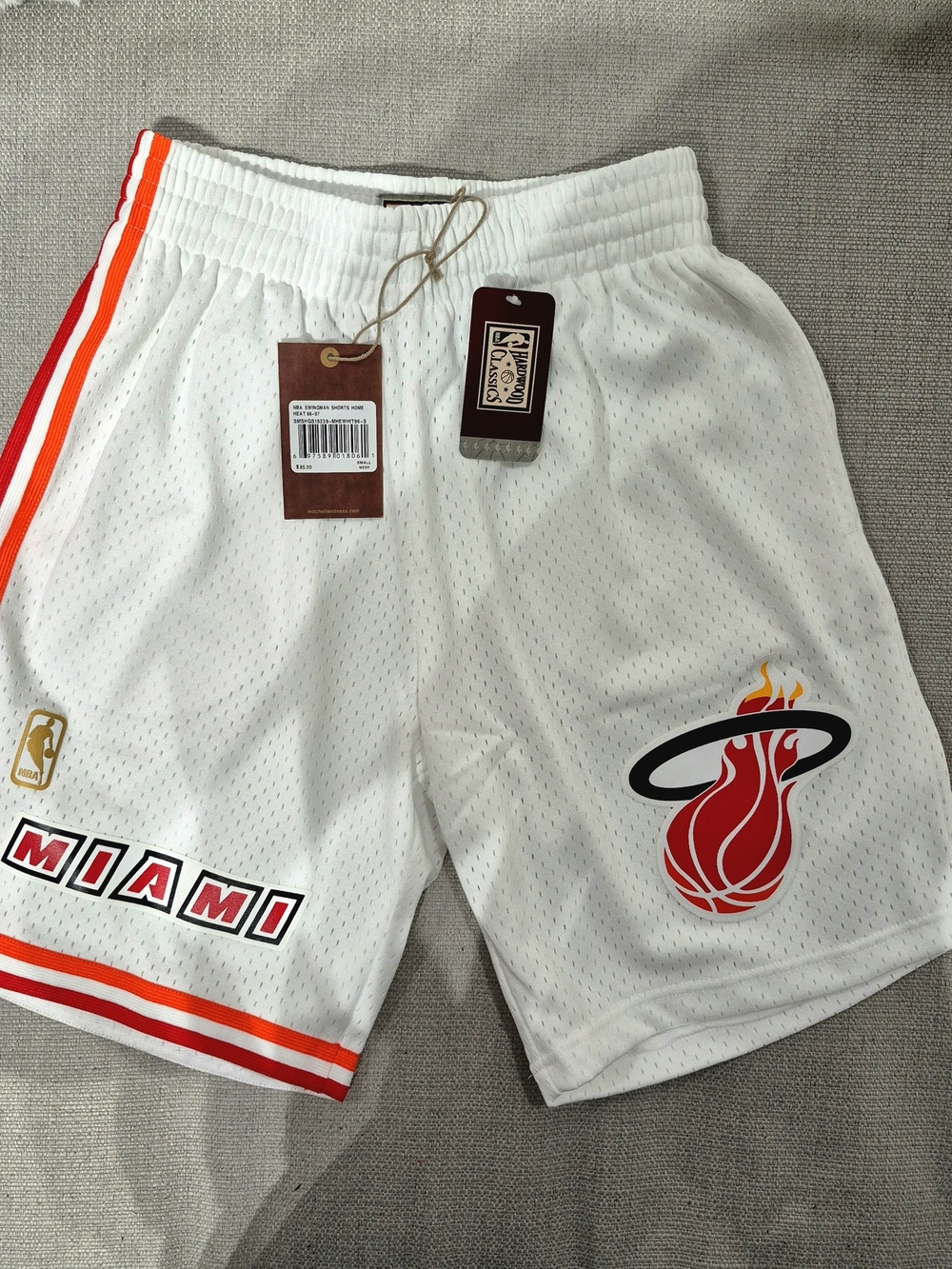 Mitchell & Ness NBA Miami Heat 1996-97 Swingman Shorts White Size S NWT $85